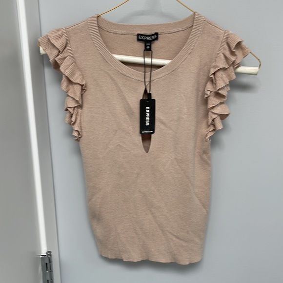 Express keyhole ruffle sleeve sweater - Picture 5 of 8